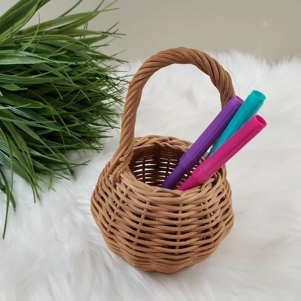Mini long handle basket miniature boho